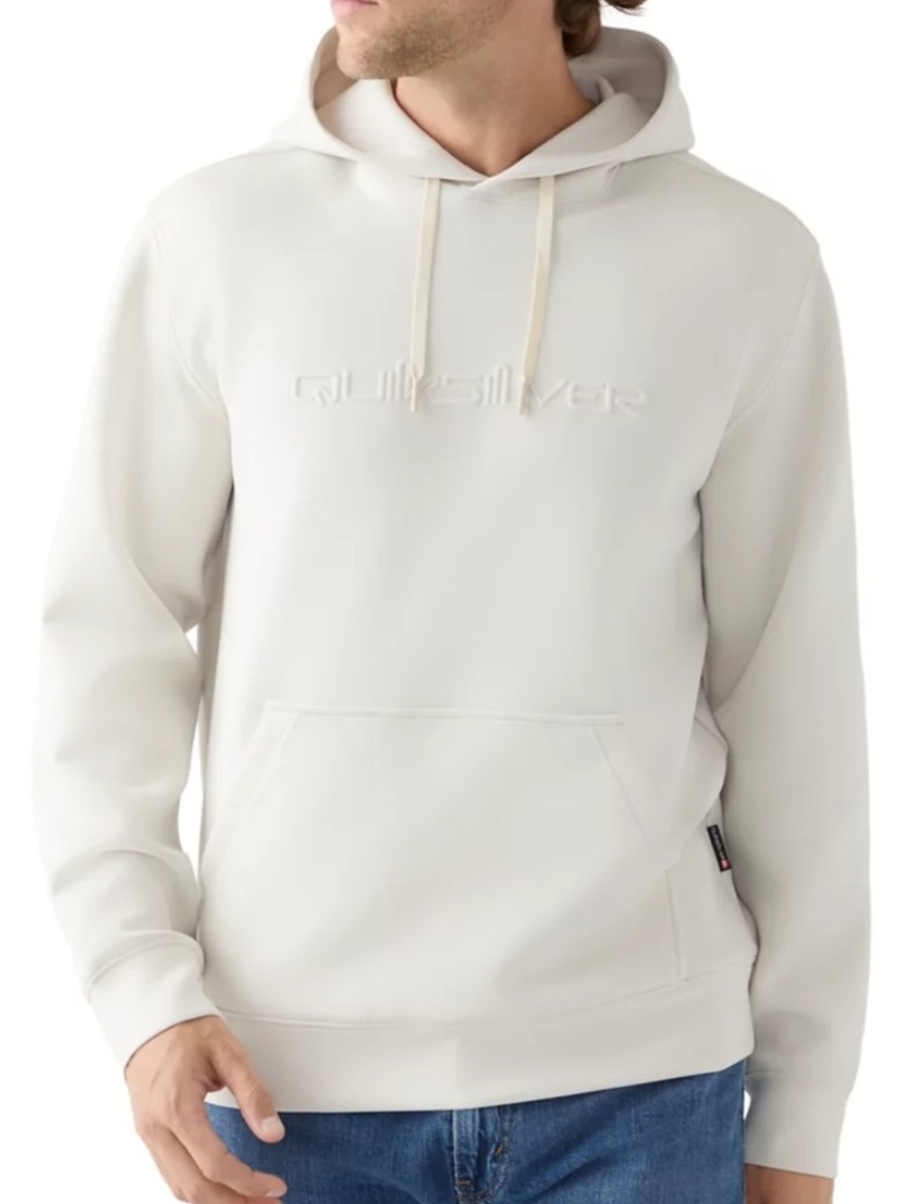 Quiksilver Men's Off-White Embossed Logo Hoodie